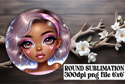 Vibrant round PNG files for keychains, sublimation-ready! , Love Girl Sublimation afrosvg 