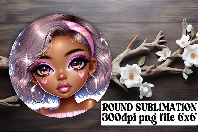 Vibrant round PNG files for keychains, sublimation-ready! , Love Girl Sublimation afrosvg 