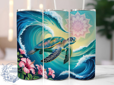 Vibrant Sea Turtle 20oz Tumbler, Vibrant Marine Art, Colorful Ocean PNG, Sublimation Wrap, 20oz Skinny Tumbler, Tropical Sea Life, Underwater Garden Design Sublimation ToriDesigns 