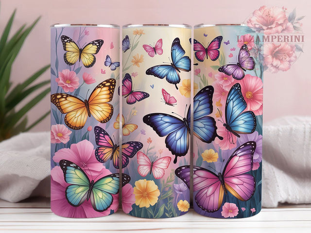 Vibrant Seamless Butterfly Tumbler, Nature Lover Tumbler, Seamless Butterfly Wrap, Vibrant Butterfly Wrap, Whimsical Nature Wrap, Sublimation Design, Trendy Gift Idea Sublimation Li Zamperini 
