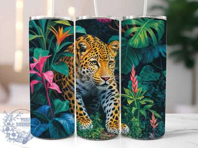 Vibrant Seamless Jaguar Tumbler, Seamless Jaguar Tumbler, Wild Cat Wrap, Vibrant Jaguar Wrap, Artistic Animal Wrap, Sublimation Design, Trendy Gift Idea Sublimation ToriDesigns 