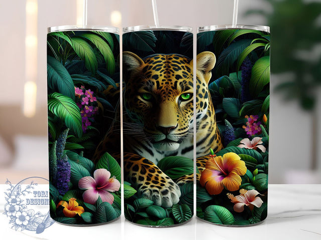 Vibrant Seamless Jaguar Tumbler, Seamless Jaguar Tumbler, Wild Cat Wrap, Vibrant Jaguar Wrap, Artistic Animal Wrap, Sublimation Design, Trendy Gift Idea Sublimation ToriDesigns 