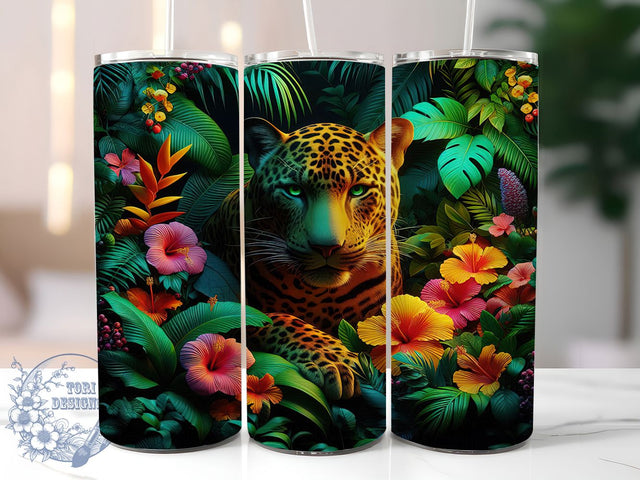 Vibrant Seamless Jaguar Tumbler, Seamless Jaguar Tumbler, Wild Cat Wrap, Vibrant Jaguar Wrap, Artistic Animal Wrap, Sublimation Design, Trendy Gift Idea Sublimation ToriDesigns 