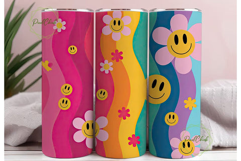 Vibrant Smiley Flower Tumbler Sublimation PixelChick 