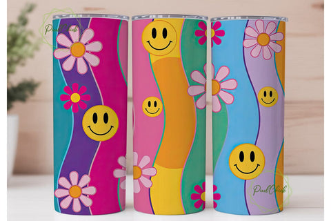 Vibrant Smiley Flower Tumbler Sublimation PixelChick 