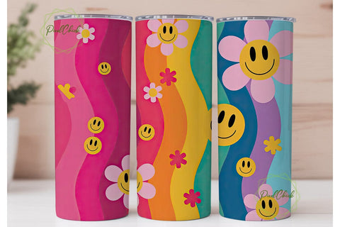 Vibrant Smiley Flower Tumbler Sublimation PixelChick 