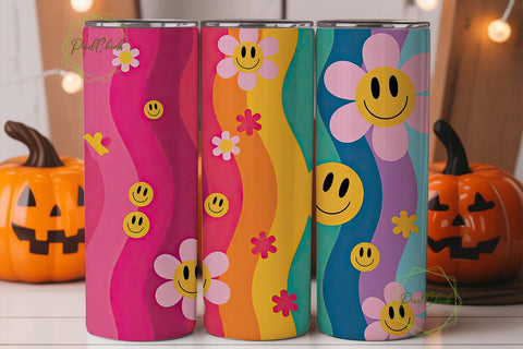 Vibrant Smiley Flower Tumbler Sublimation PixelChick 