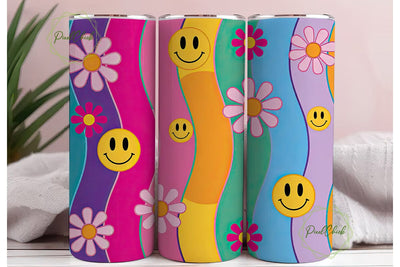 Vibrant Smiley Flower Tumbler Sublimation PixelChick 