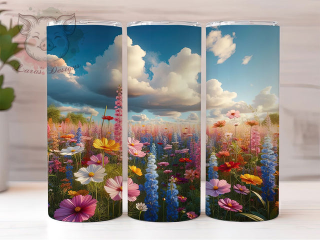 Vibrant Spring Blossom Field Tumbler, Colorful Flower Field Tumbler, Nature Floral Wrap, Whimsical Blossom Wrap, Vibrant Spring Wrap, Sublimation Design, Trendy Gift Idea Sublimation Lara' s Designs 