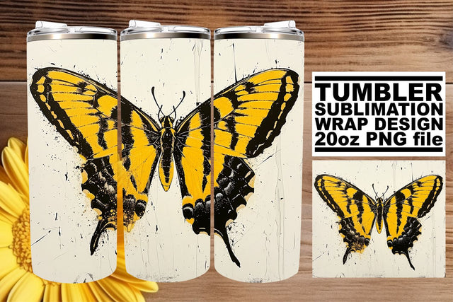 Vibrant Spring Butterfly 20oz Tumbler Design Sublimation afrosvg 
