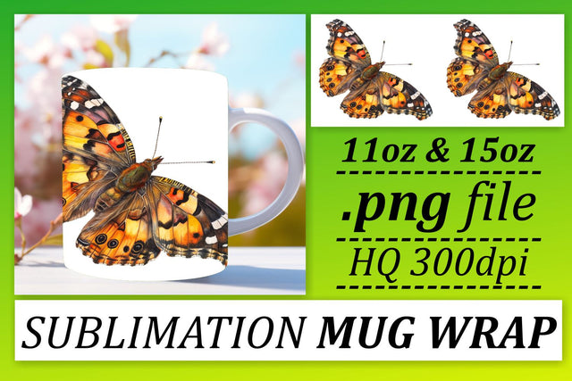 Vibrant Spring Butterfly Mug Wrap: Colorful Collection Sublimation afrosvg 