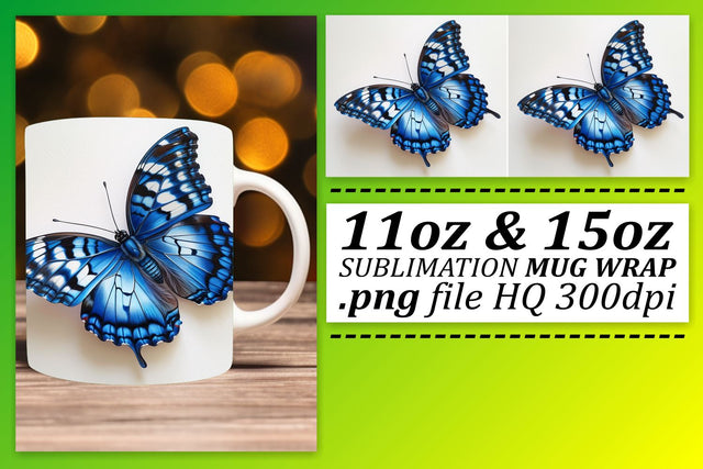 Vibrant Spring Butterfly Mug Wrap: Colorful Collection Sublimation afrosvg 