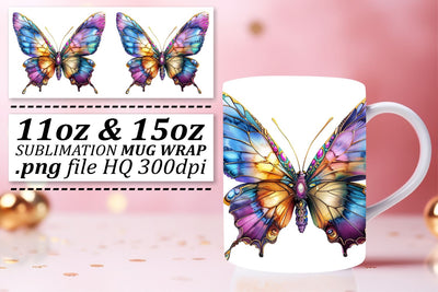 Vibrant Spring Butterfly Mug Wrap: Whimsical Edition Sublimation afrosvg 