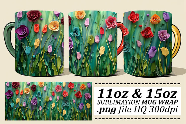 Vibrant Spring Cup Design - Whimsical Sublimation Art Sublimation afrosvg 