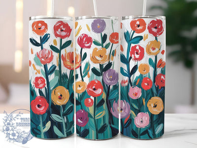 Vibrant Spring Floral Tumbler, Wildflower Boho Theme, Seamless Botanical Wrap, Vibrant Exotic Design, Artistic Garden Motif, Romantic Chic Style, Bold Nature Print, 20Oz Tumbler, Sublimation Sublimation ToriDesigns 