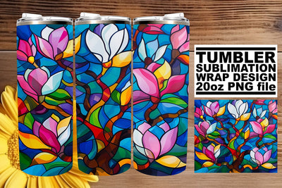 Vibrant Stained Glass Tree 20oz Wrap Tumbler Design Sublimation afrosvg 