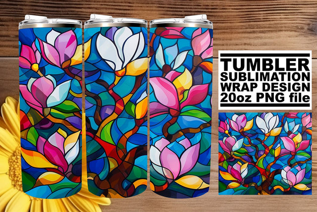 Vibrant Stained Glass Tree 20oz Wrap Tumbler Design Sublimation afrosvg 