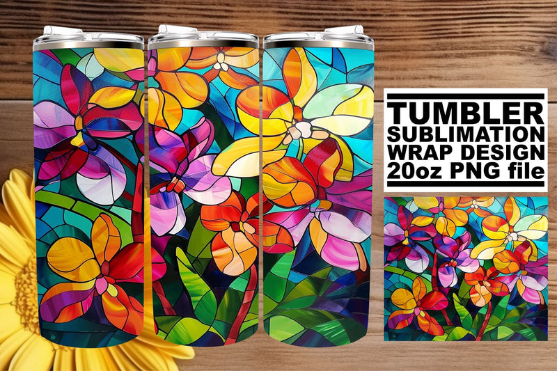 Vibrant Stained Glass Tree 20oz Wrap Tumbler Design Sublimation afrosvg 
