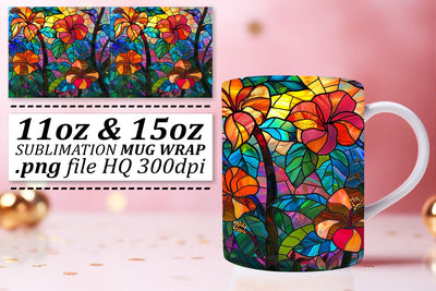 Vibrant Stained Glass Tree Wrap 11oz/15oz Mug Art Sublimation afrosvg 