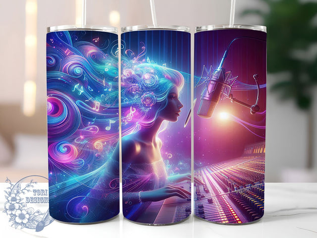 Vibrant Studio Singer Tumbler Wrap, Vibrant Music Wrap, 20oz Tumbler Sublimation, Colorful Notes Design, Artistic Studio Sublimation, Vocalist Music Tumbler, Rainbow Melody Wrap Sublimation ToriDesigns 