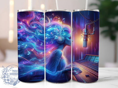 Vibrant Studio Singer Tumbler Wrap, Vibrant Music Wrap, 20oz Tumbler Sublimation, Colorful Notes Design, Artistic Studio Sublimation, Vocalist Music Tumbler, Rainbow Melody Wrap Sublimation ToriDesigns 
