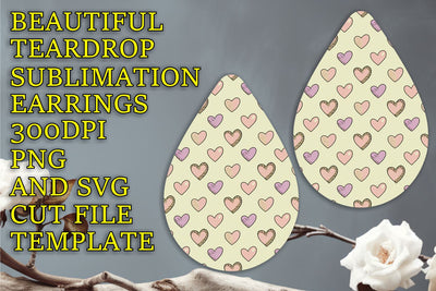 vibrant sublimation PNG, Unique printable earrings design, Heart Sublimation HoodArtCraft 