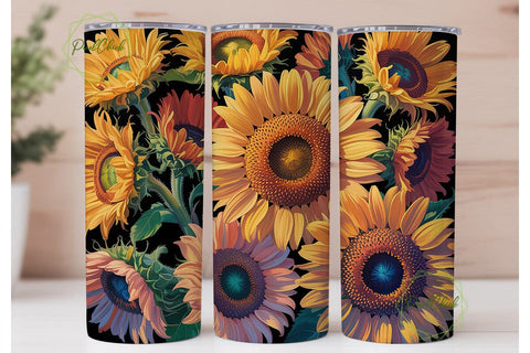 Vibrant Sunflower Bloom 20oz Tumbler Sublimation PixelChick 