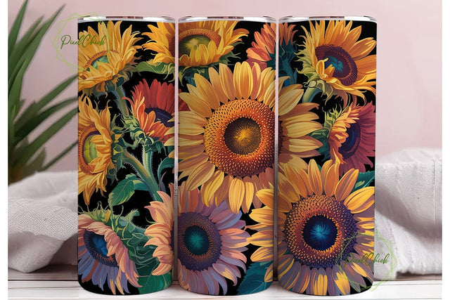 Vibrant Sunflower Bloom 20oz Tumbler Sublimation PixelChick 