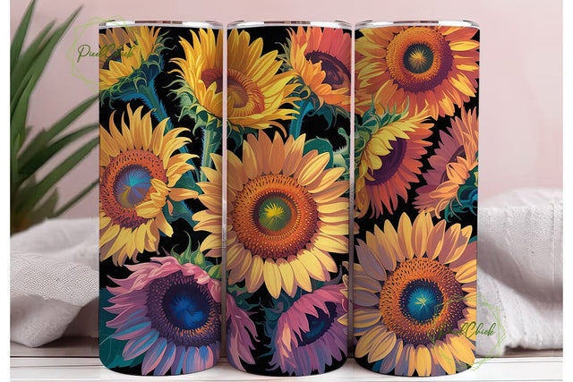 Vibrant Sunflower Bloom 20oz Tumbler Sublimation PixelChick 