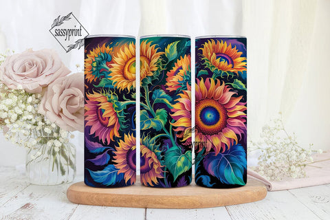 Vibrant Sunflower Garden Tumbler Wrap Sublimation sassyprint 