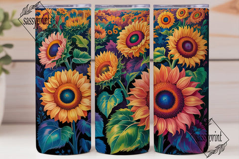 Vibrant Sunflower Garden Tumbler Wrap Sublimation sassyprint 