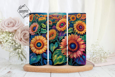 Vibrant Sunflower Garden Tumbler Wrap Sublimation sassyprint 