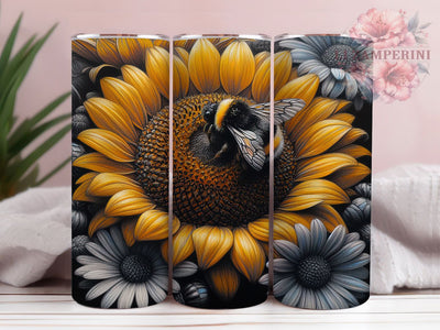 Vibrant Sunflower Honeybee Tumbler, Honeybee Tumbler Design, Vibrant Sunflower Wrap, Artistic Bee Wrap, Nature Floral Wrap, Sublimation Design, Trendy Gift Idea Sublimation Li Zamperini 