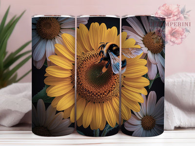 Vibrant Sunflower Honeybee Tumbler, Honeybee Tumbler Design, Vibrant Sunflower Wrap, Artistic Bee Wrap, Nature Floral Wrap, Sublimation Design, Trendy Gift Idea Sublimation Li Zamperini 