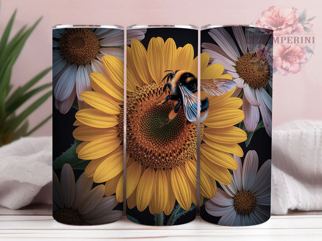 Vibrant Sunflower Honeybee Tumbler, Honeybee Tumbler Design, Vibrant Sunflower Wrap, Artistic Bee Wrap, Nature Floral Wrap, Sublimation Design, Trendy Gift Idea Sublimation Li Zamperini 