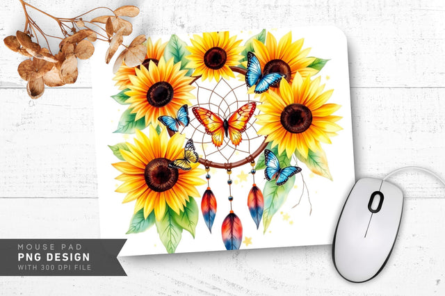 Vibrant Sunflower Painting Mousepad Sublimation Regulrcrative 