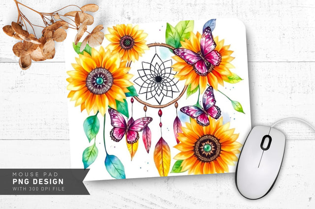 Vibrant Sunflower Painting Mousepad Sublimation Regulrcrative 