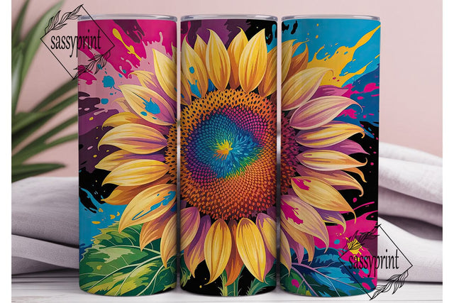 Vibrant Sunflower Splash 20oz Tumbler Sublimation sassyprint 