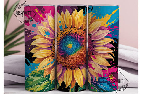 Vibrant Sunflower Splash 20oz Tumbler Sublimation sassyprint 