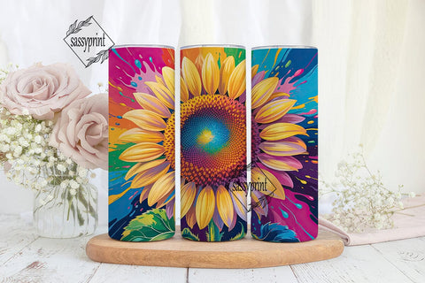 Vibrant Sunflower Splash 20oz Tumbler Sublimation sassyprint 