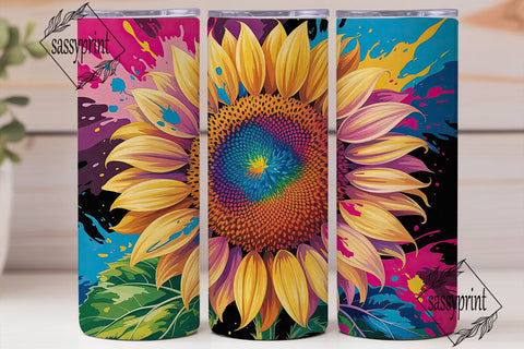 Vibrant Sunflower Splash 20oz Tumbler Sublimation sassyprint 