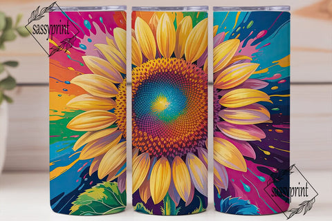 Vibrant Sunflower Splash 20oz Tumbler Sublimation sassyprint 
