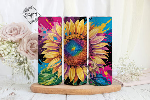 Vibrant Sunflower Splash 20oz Tumbler Sublimation sassyprint 