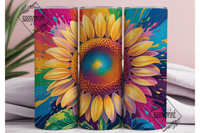 Vibrant Sunflower Splash 20oz Tumbler Sublimation sassyprint 