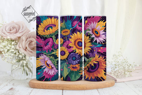Vibrant Sunflower Splatter 20oz Tumbler Sublimation sassyprint 