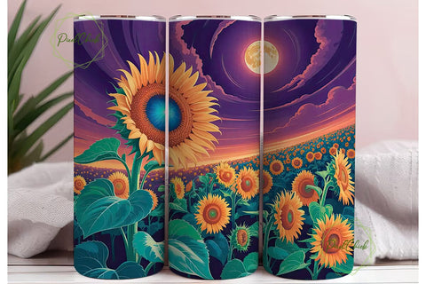 Vibrant Sunflower Sunset 20oz Tumbler Sublimation PixelChick 