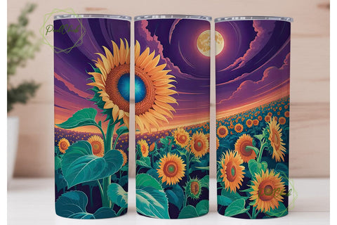 Vibrant Sunflower Sunset 20oz Tumbler Sublimation PixelChick 