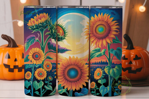 Vibrant Sunflower Sunset 20oz Tumbler Sublimation PixelChick 