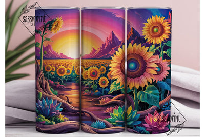 Vibrant Sunflower Sunset 20oz Tumbler Sublimation sassyprint 