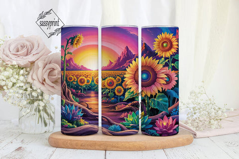 Vibrant Sunflower Sunset 20oz Tumbler Sublimation sassyprint 
